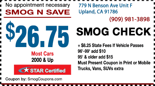 $26.75 Smog Check Upland CA - with smog coupon- STAR Certified